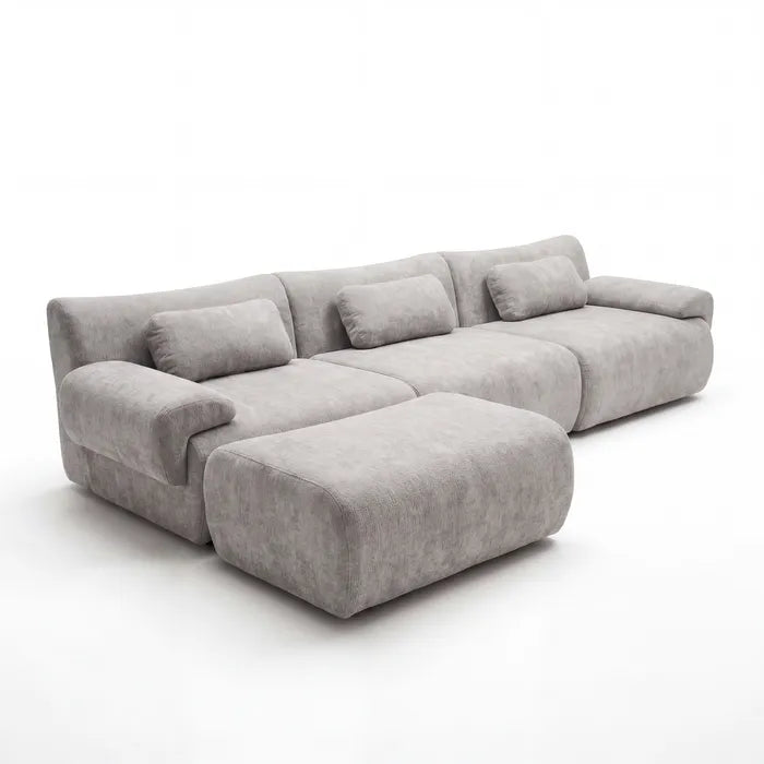 Sofá na Caixa modular Horizon 3 lugares em Boucle - Cinza