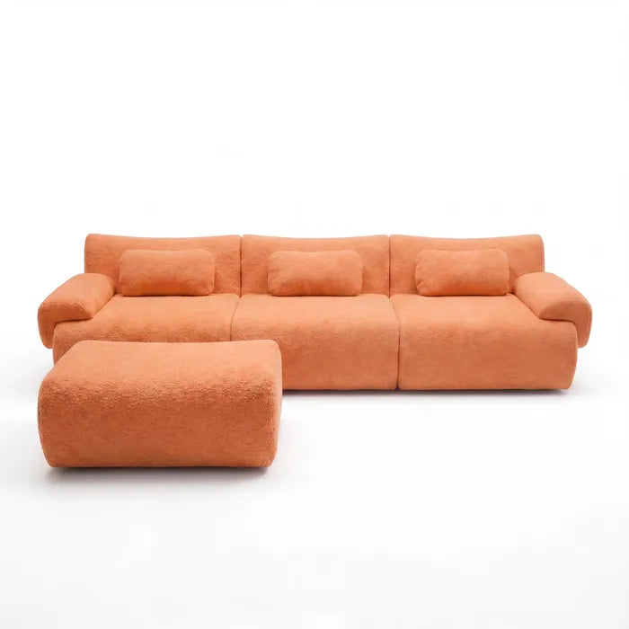 Sofá na Caixa modular Horizon 3 lugares em Boucle - Laranja · vista 4