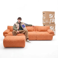 Sofá na Caixa modular Horizon 3 lugares em Boucle - Laranja