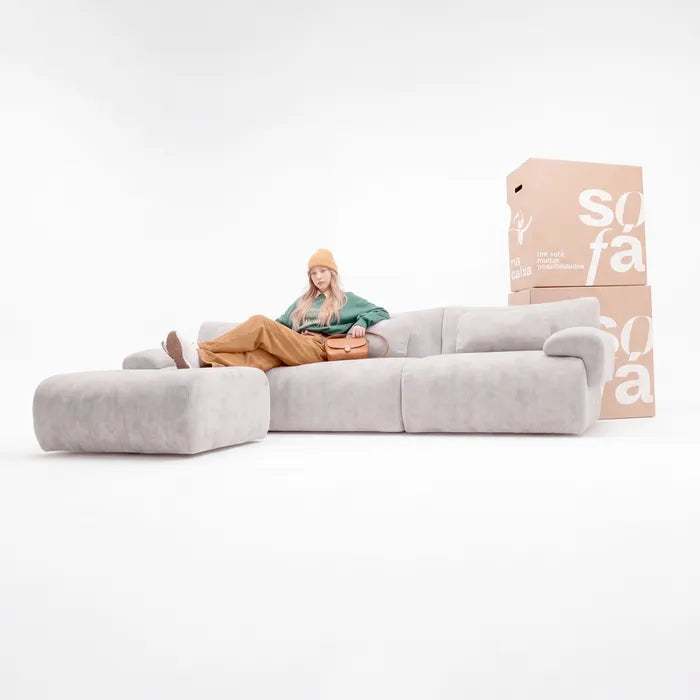 Sofá na Caixa modular Horizon 3 lugares em Boucle - Verde · vista 3
