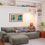 Sofá na Caixa modular Horizon 3 lugares em Boucle - Verde · vista 19