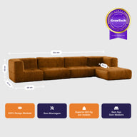 Sofá na Caixa modular 4 lugares com 1 chaise - Poli-couro · vista 3