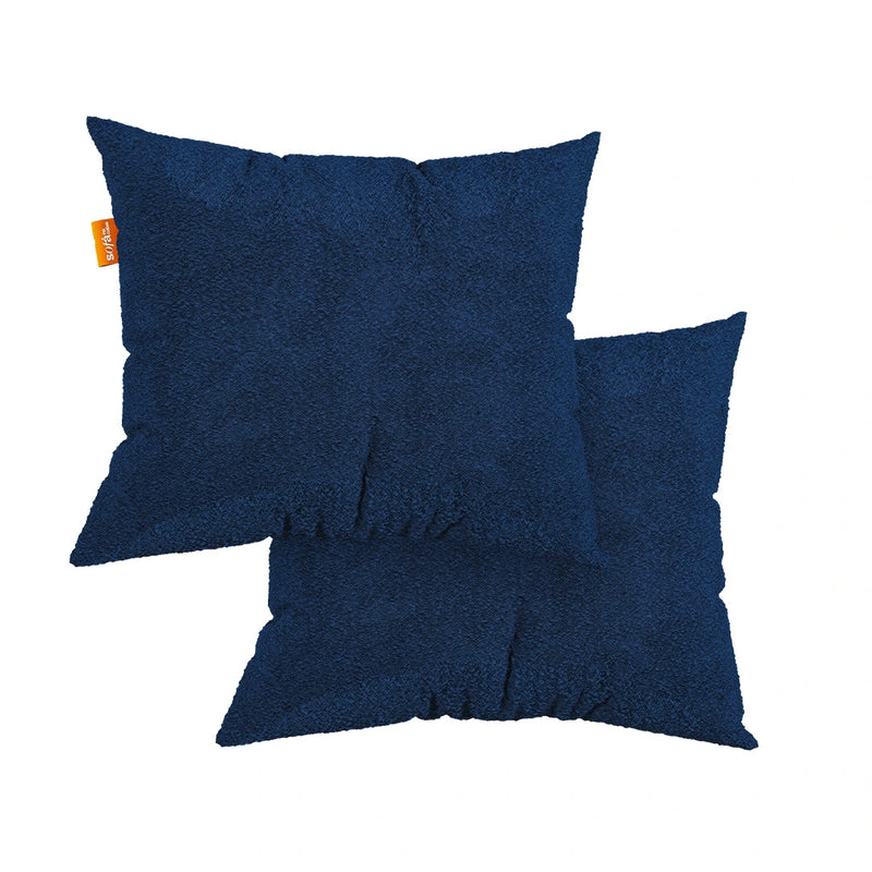 Kit 2 Almofada Tecido Bouclé - Cor Azul - 45x45cm - Sofá na Caixa