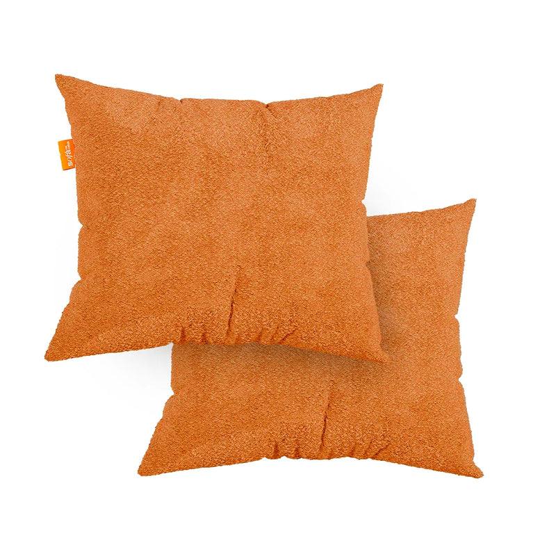 Kit 2 Almofada Tecido Bouclé - Cor Laranja - 45x45cm - Sofá na Caixa