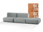 Sofá na Caixa modular 2 lugares em Boucle - 2 Poltronas com Apoio de pé - Cinza