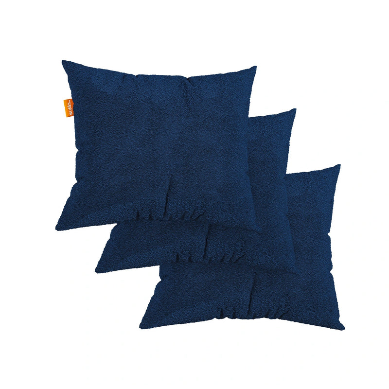 Kit 3 Almofadas Tecido Bouclé - Cor Azul - 45x45cm - Sofá na Caixa
