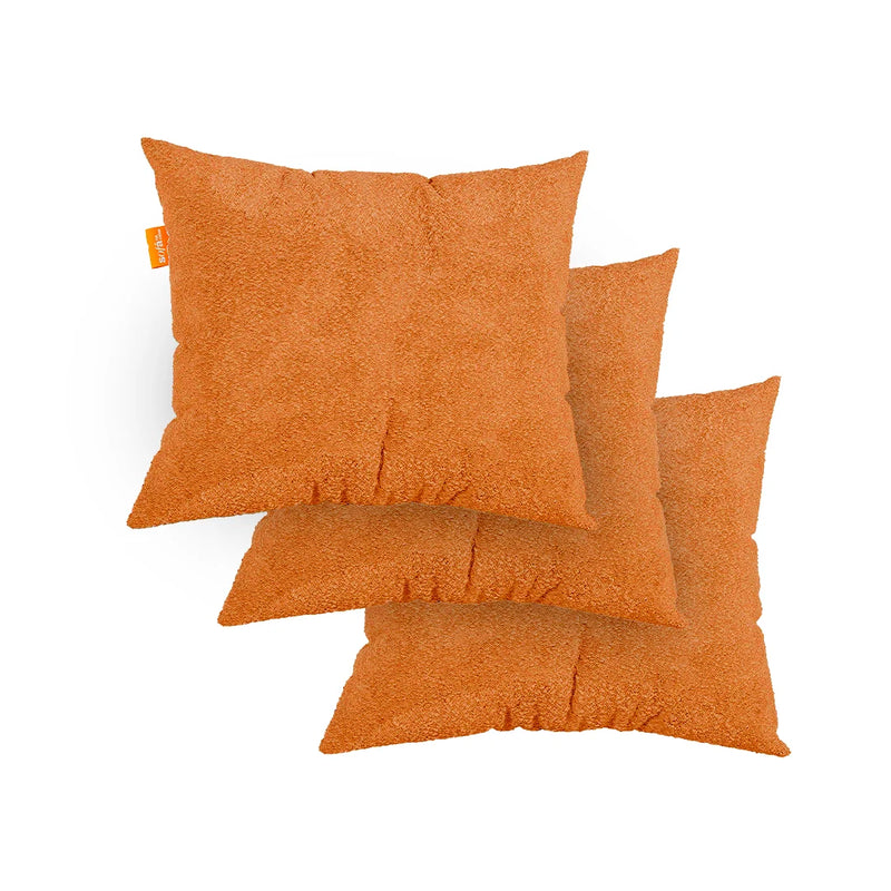 Kit 3 Almofadas Tecido Bouclé - Cor Laranja - 45x45cm - Sofá na Caixa