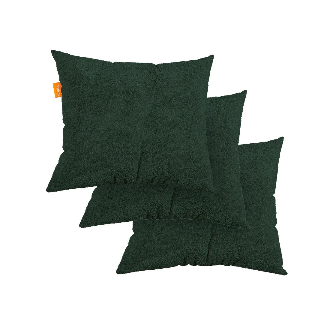 Kit 3 Almofadas Tecido Bouclé - Cor Verde Musgo - 45x45cm - Sofá na Caixa