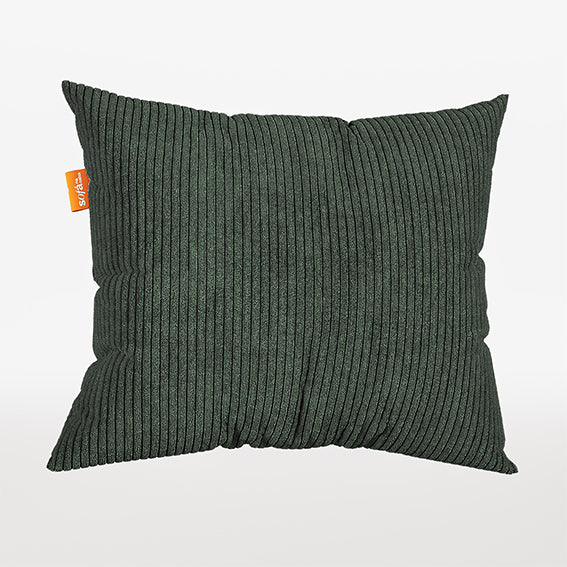 Kit 4 Almofada Tecido Côtelé Prime - Cor Verde Musgo - 45x45cm · detalhe das almofadas