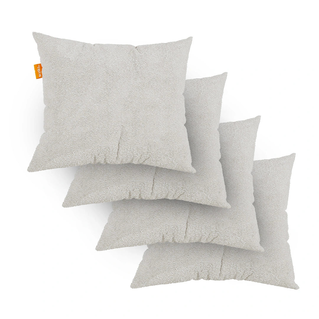 Kit 4 Almofadas Tecido Bouclé - Cor Linho - 45x45cm - Sofá na Caixa