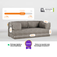 Sofá Cama Bloom - Sofá na Caixa + Poltrona Bloom Tecido Boucle Cinza · detalhe na cor cinza · vista 5