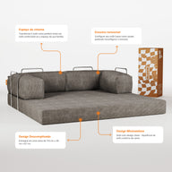 Sofá Cama Bloom - Sofá na Caixa + Poltrona Bloom Tecido Boucle Cinza · detalhe na cor cinza · vista 7