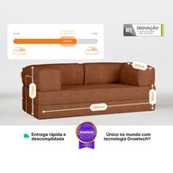 Sofá Cama Bloom - Sofá na Caixa + Poltrona Bloom Tecido Boucle Marrom · detalhe na cor marrom · vista 4