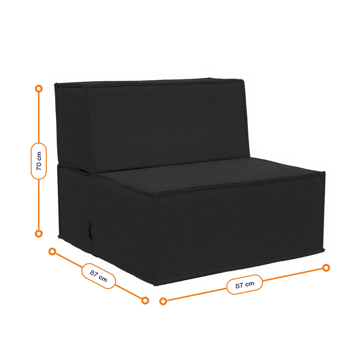 Lounge Zimma com 3 Módulos Preto · visão geral final