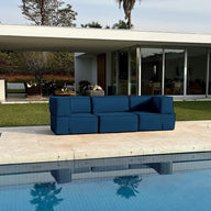 Lounge Zimma com 3 Módulos Azul - Sofá na Caixa
