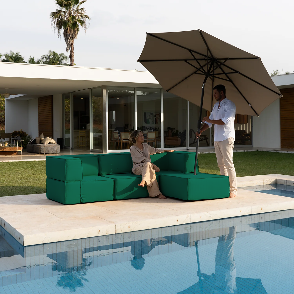 Lounge Zimma com 4 Módulos Verde · detalhe na cor verde