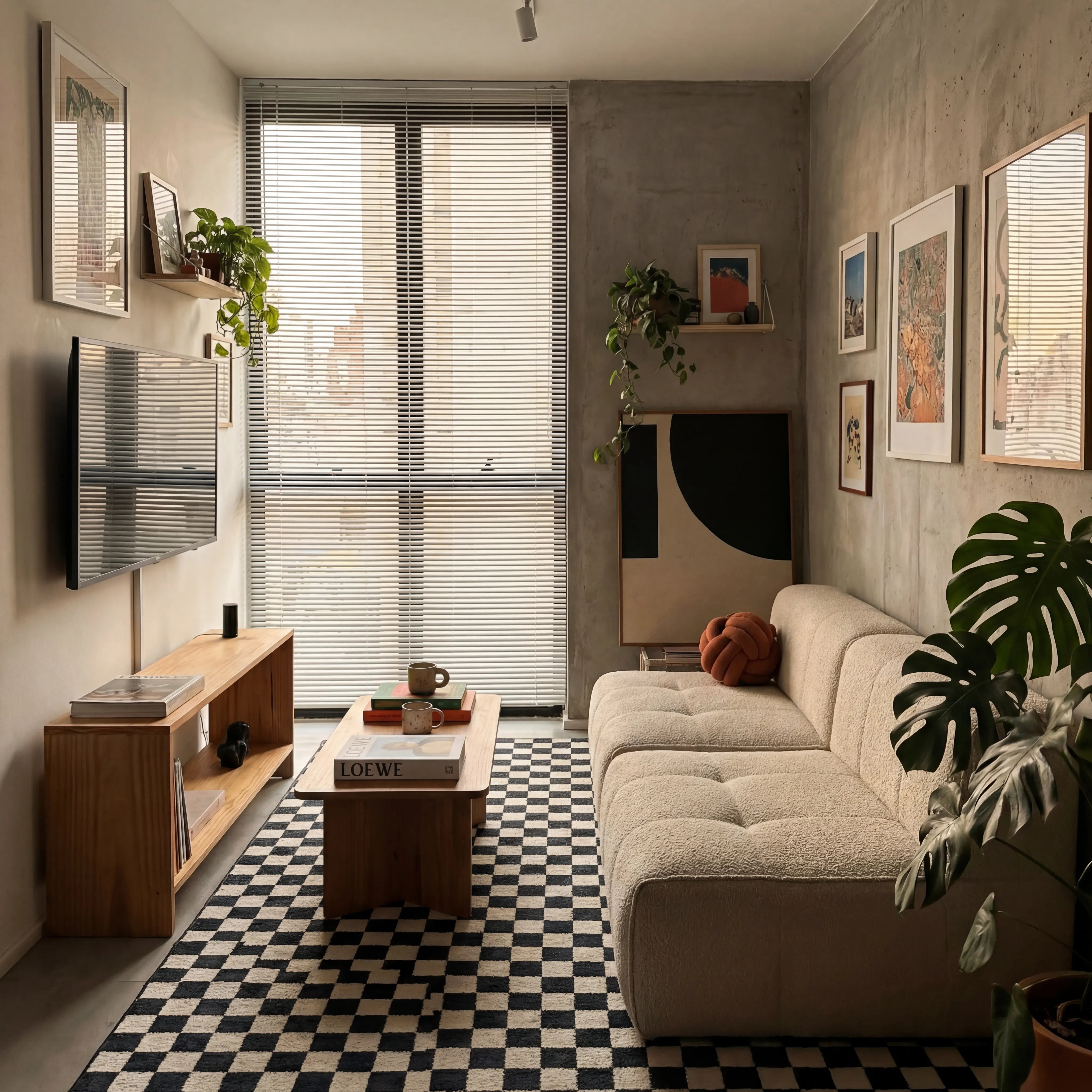 Sofá na Caixa modular 2 lugares em Boucle - Sem braço - Linho