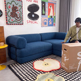 Sofá Cama Nest Tecido Boucle Azul - Sofá na Caixa