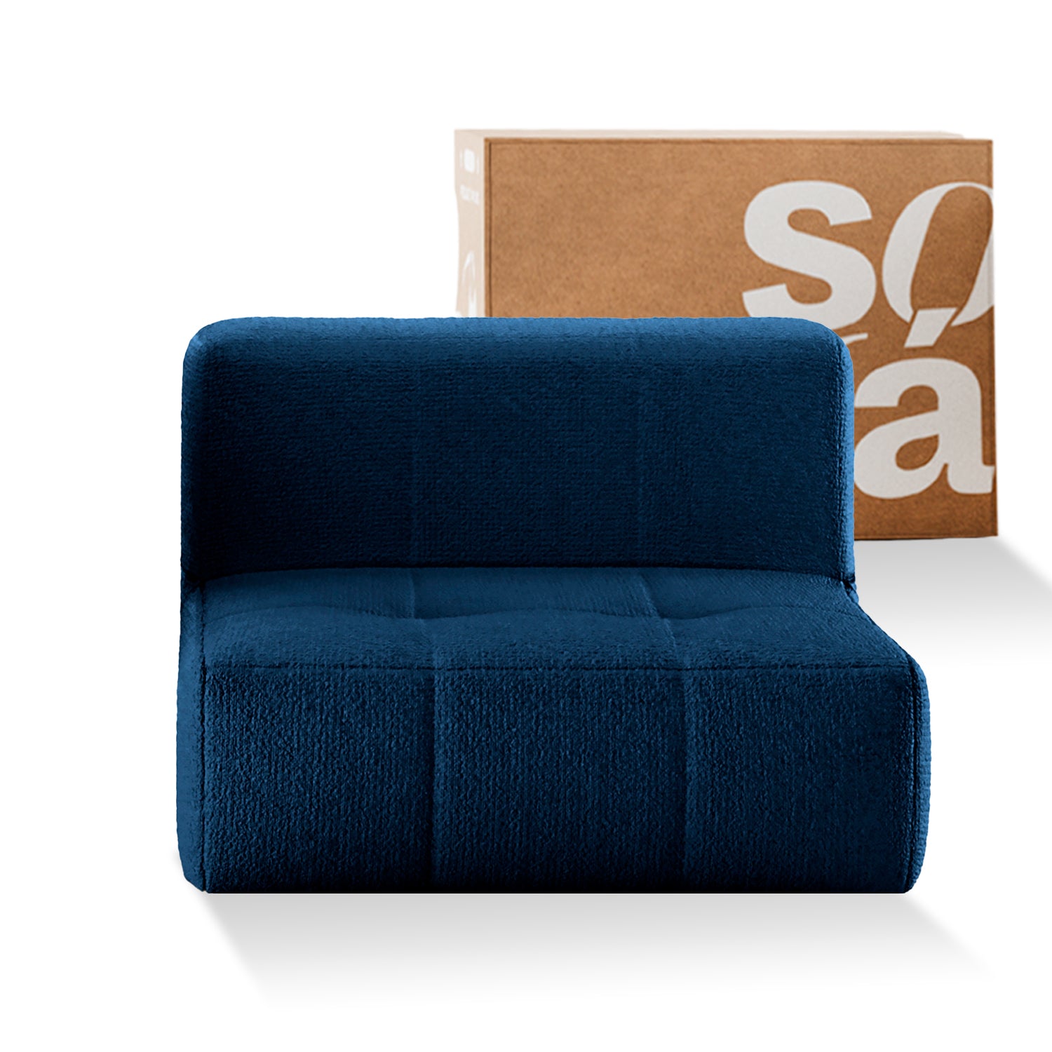 Sofá na Caixa modular 1 lugar Poltrona em Boucle - Azul