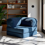 Sofá Cama Bloom - Sofá na Caixa + Poltrona Bloom Tecido Boucle Azul · detalhe na cor azul · vista 8