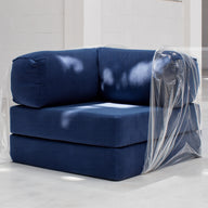 Sofá Cama Bloom - Sofá na Caixa + Poltrona Bloom Tecido Boucle Azul · detalhe na cor azul · vista 9