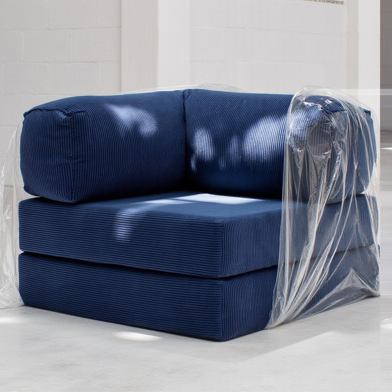 Sofá Cama Bloom - Sofá na Caixa + Poltrona Bloom Tecido Boucle Azul · detalhe na cor azul · vista 9