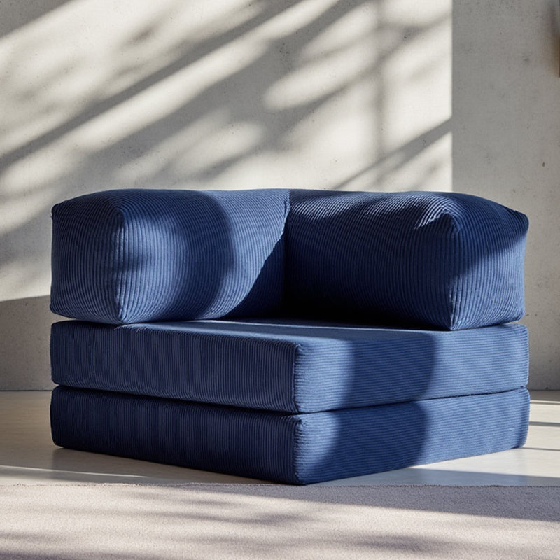 Sofá Cama Bloom - Sofá na Caixa + Poltrona Bloom Tecido Boucle Azul · detalhe na cor azul · vista 3