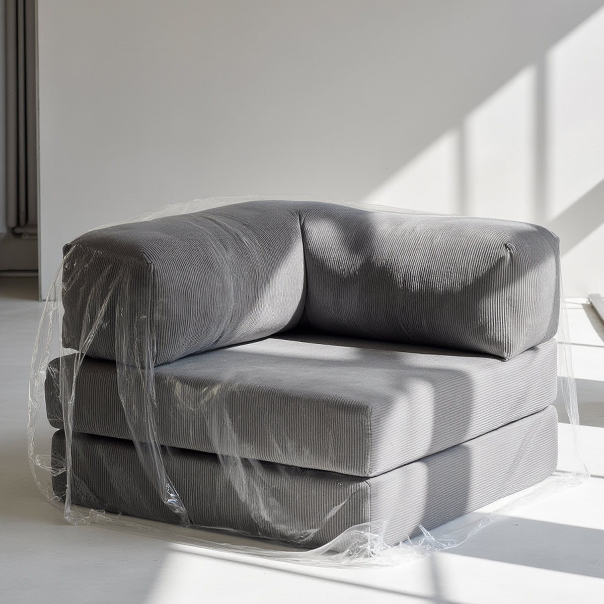 Poltrona do Sofá Cama Bloom Tecido Boucle Cinza - Sofá na Caixa · detalhe na cor cinza · vista 10