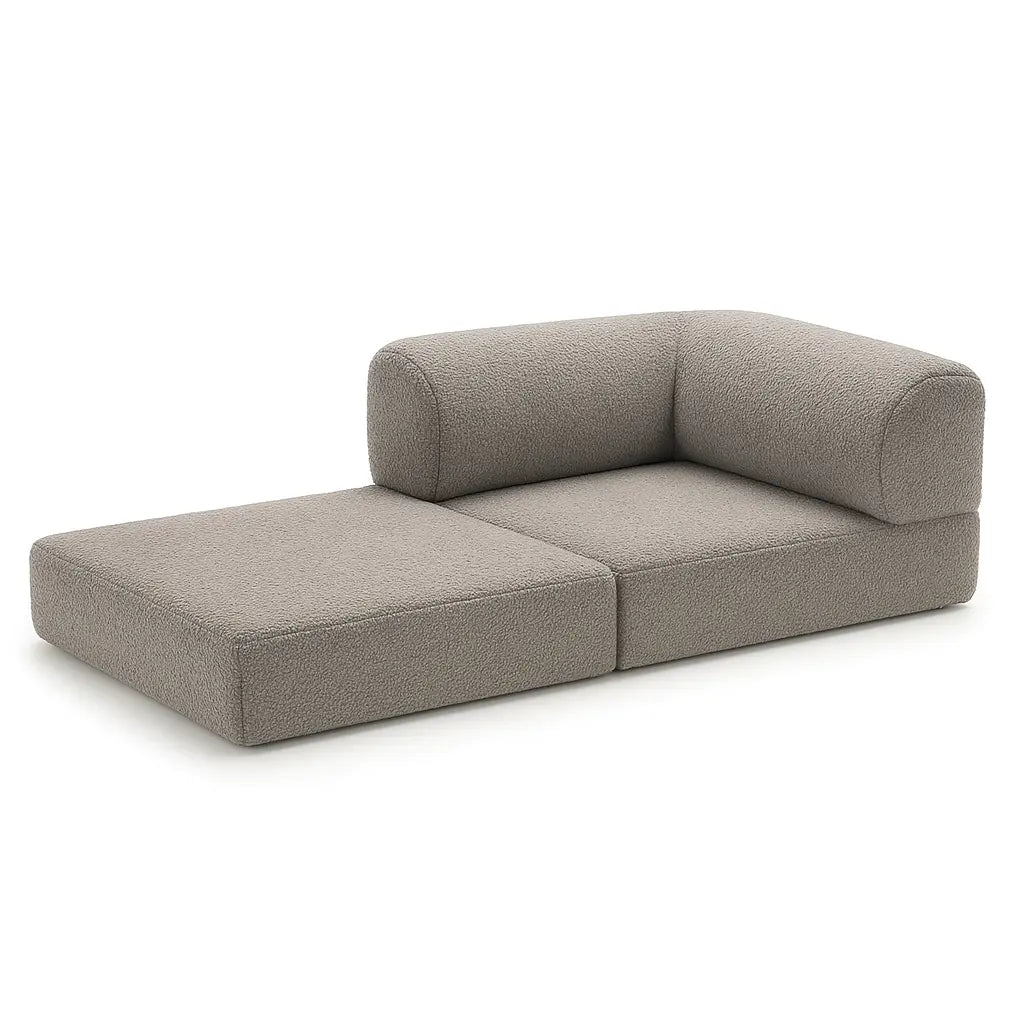 Sofá Cama Bloom - Sofá na Caixa + Poltrona Bloom Tecido Boucle Cinza · detalhe na cor cinza · vista 3