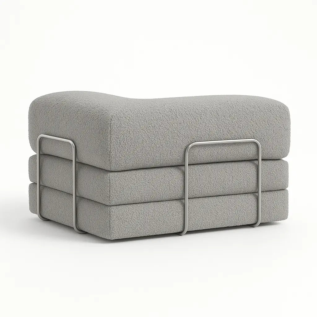 Sofá Cama Bloom - Sofá na Caixa + Poltrona Bloom Tecido Boucle Cinza · detalhe na cor cinza · vista 8