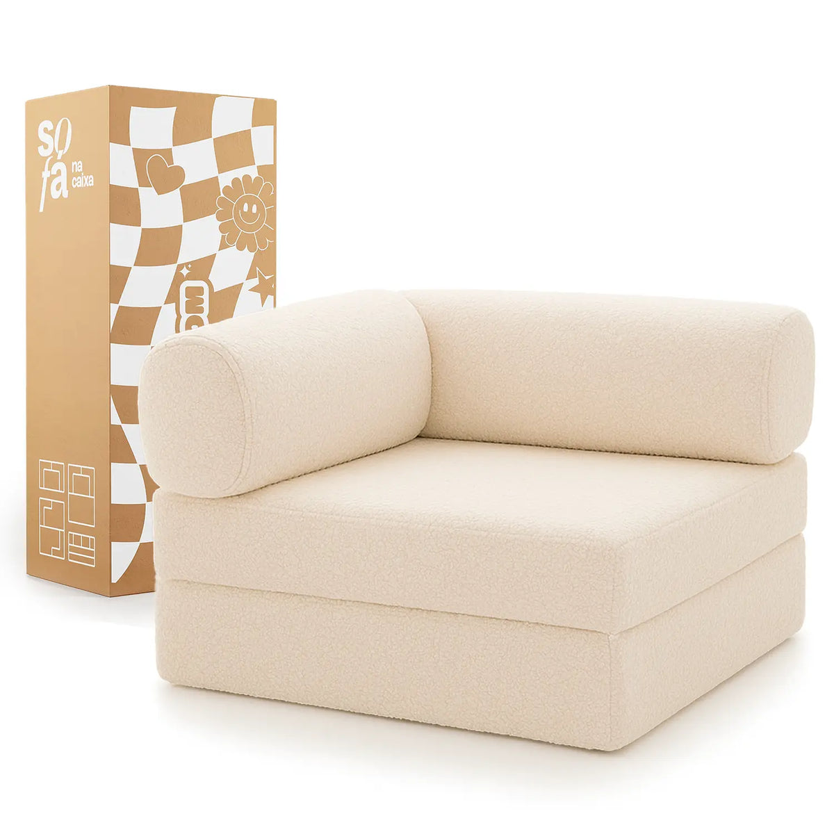 Poltrona do Sofá Cama Bloom Tecido Boucle Linho - Sofá na Caixa