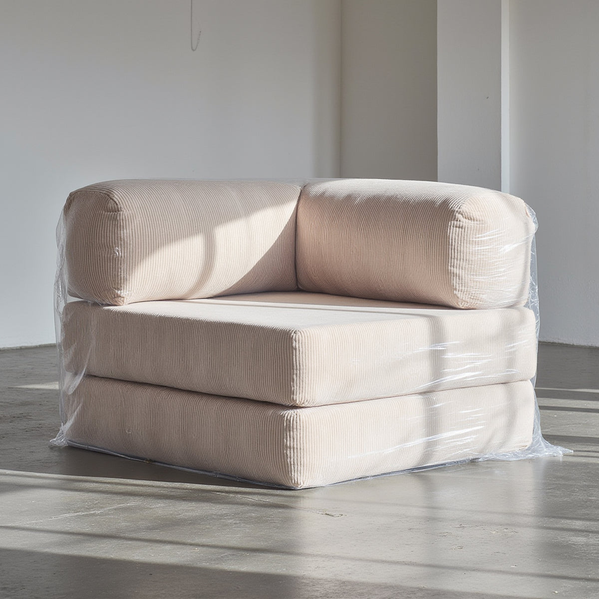 Poltrona do Sofá Cama Bloom Tecido Boucle Laranja - Sofá na Caixa · em tecido linho · vista 8