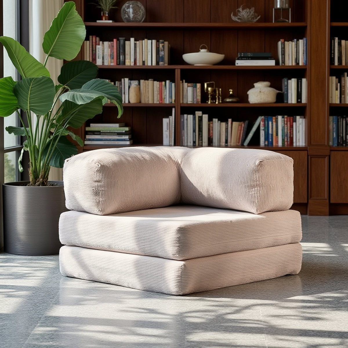 Poltrona do Sofá Cama Bloom Tecido Boucle Laranja - Sofá na Caixa · em tecido linho · vista 5