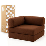 Sofá Cama Bloom - Sofá na Caixa + Poltrona Bloom Tecido Boucle Marrom · detalhe na cor marrom · vista 3