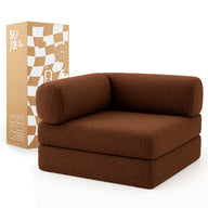 Sofá Cama Bloom - Sofá na Caixa + Poltrona Bloom Tecido Boucle Marrom · detalhe na cor marrom · vista 3