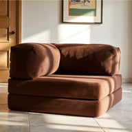 Poltrona do Sofá Cama Bloom Tecido Boucle Marrom - Sofá na Caixa · detalhe na cor marrom · vista 12