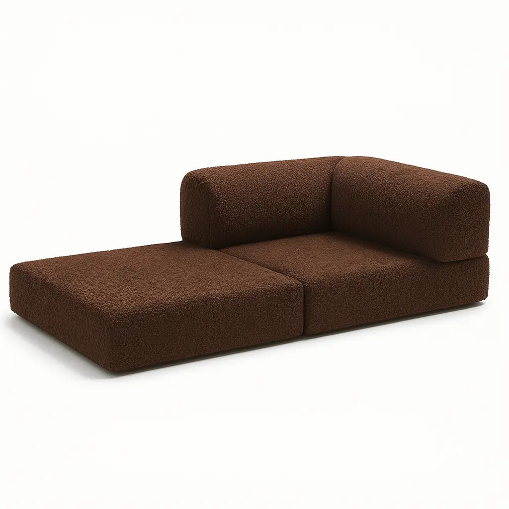 Sofá Cama Bloom - Sofá na Caixa + Poltrona Bloom Tecido Boucle Marrom · detalhe na cor marrom · vista 6