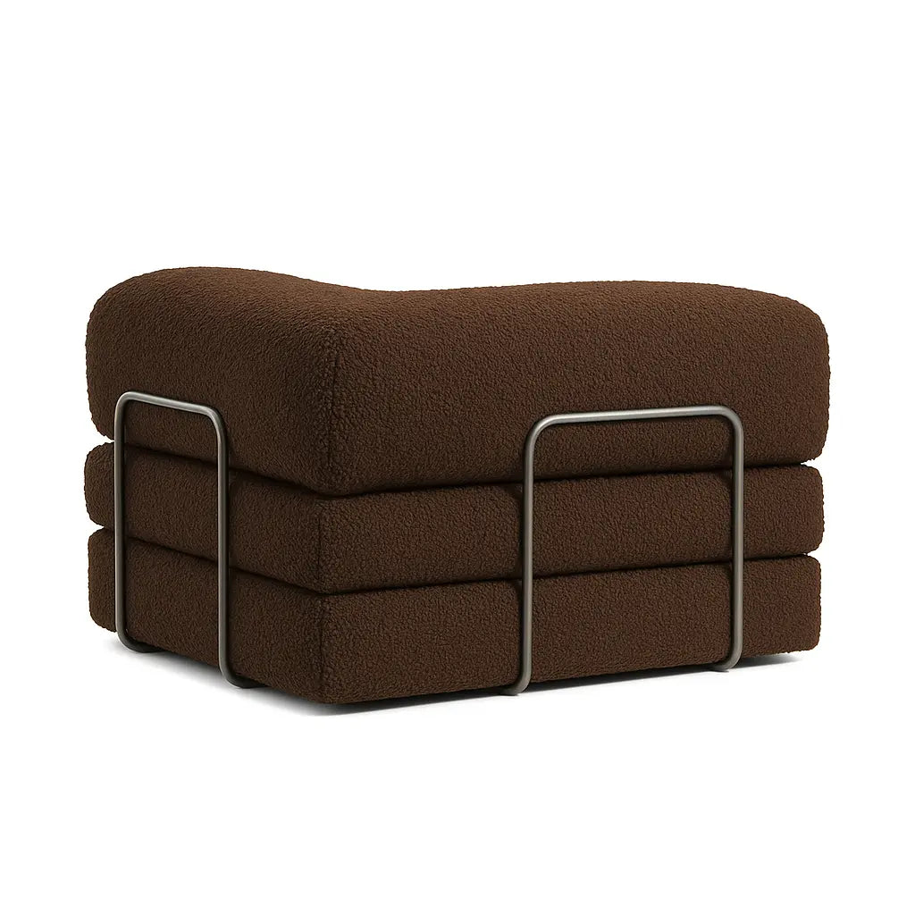 Sofá Cama Bloom - Sofá na Caixa + Poltrona Bloom Tecido Boucle Marrom · detalhe na cor marrom · vista 12