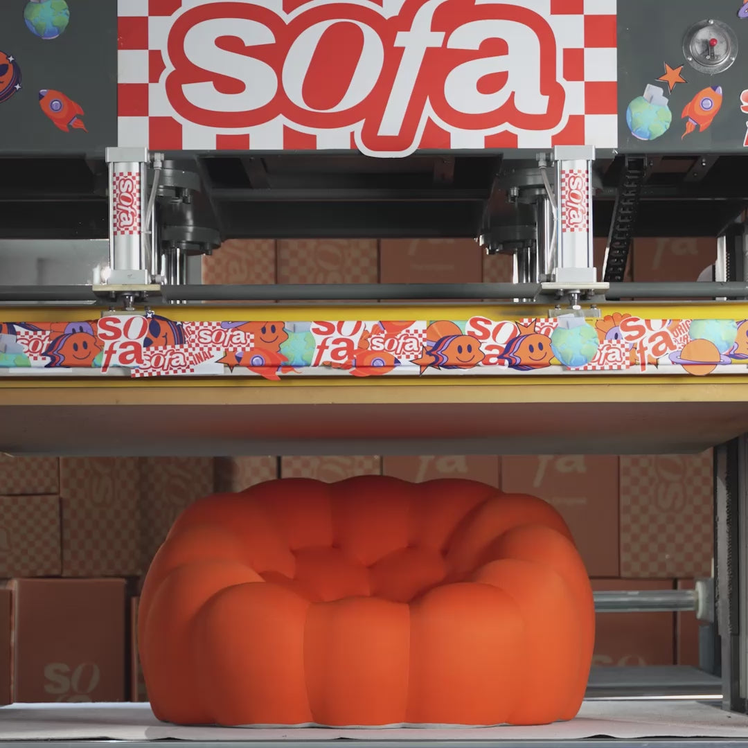 Sofá na Caixa cosmo 1 lugares em Boucle - Laranja