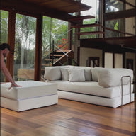 Sofá Cama Bloom - Sofá na Caixa + Apoio de Pé Bloom Tecido Boucle Verde Musgo