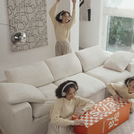 Sofá na Caixa modular Sienna 3 lugares em Boucle - Bege Areia