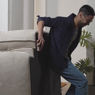 Sofá na Caixa modular 3 lugares em Boucle sem braço com chaise - Azul