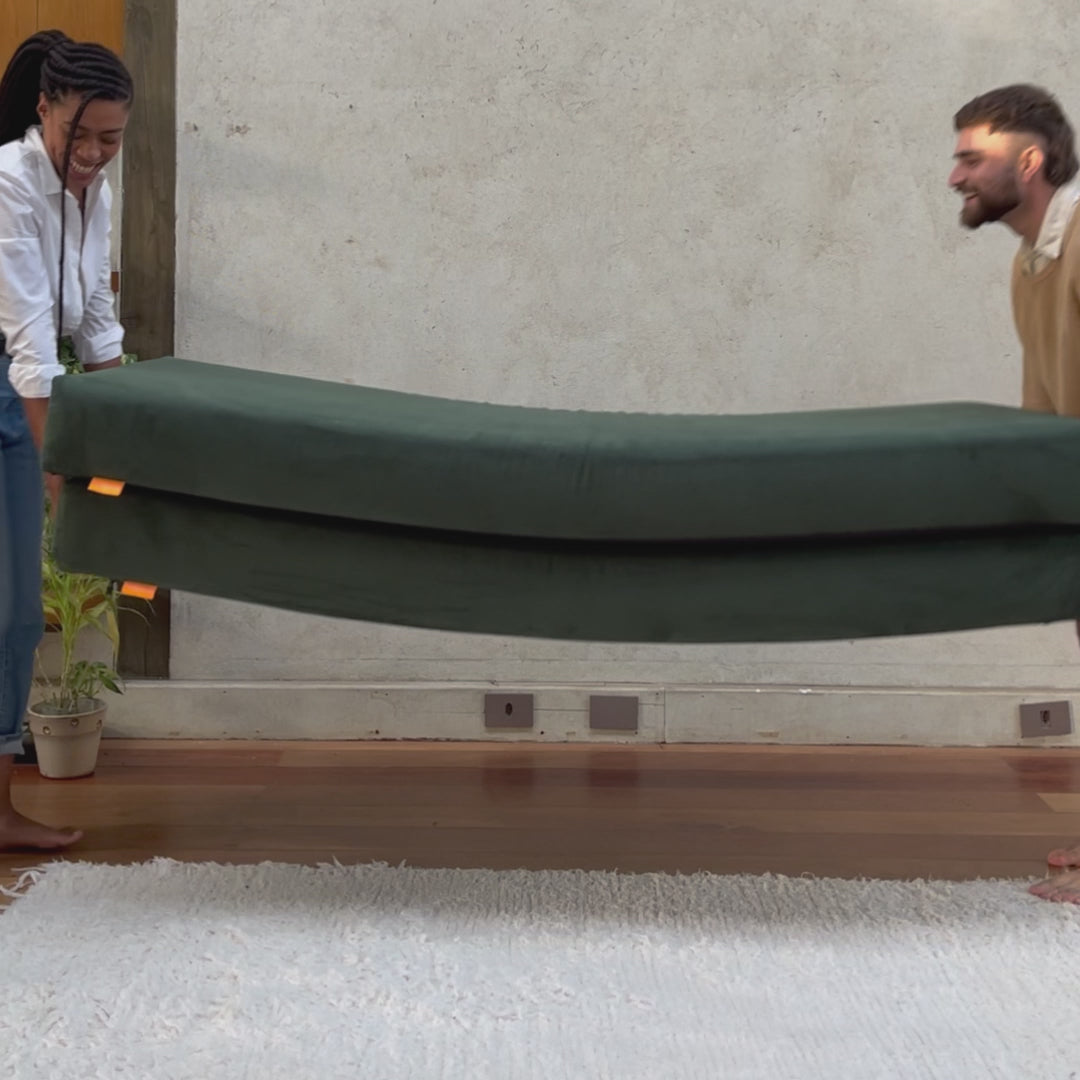 Sofá Cama Bloom Tecido Boucle Verde Musgo - Sofá na Caixa