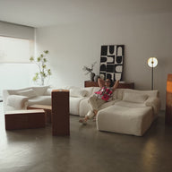 Sofá na Caixa modular Horizon 3 lugares em Boucle - Laranja