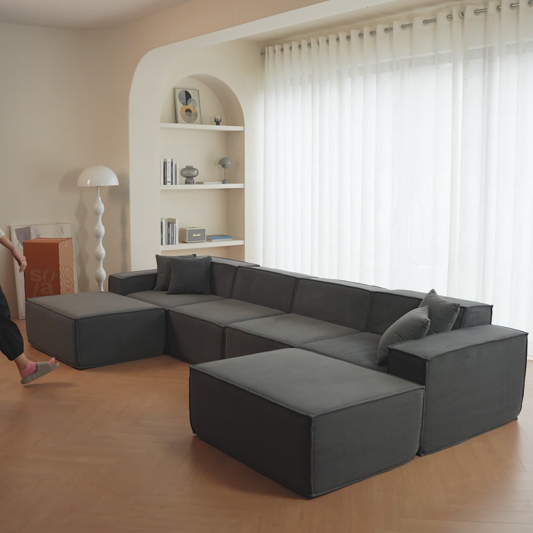 Sofá Modular Pelion 3 Lugares com 1 Chaise - Laranja