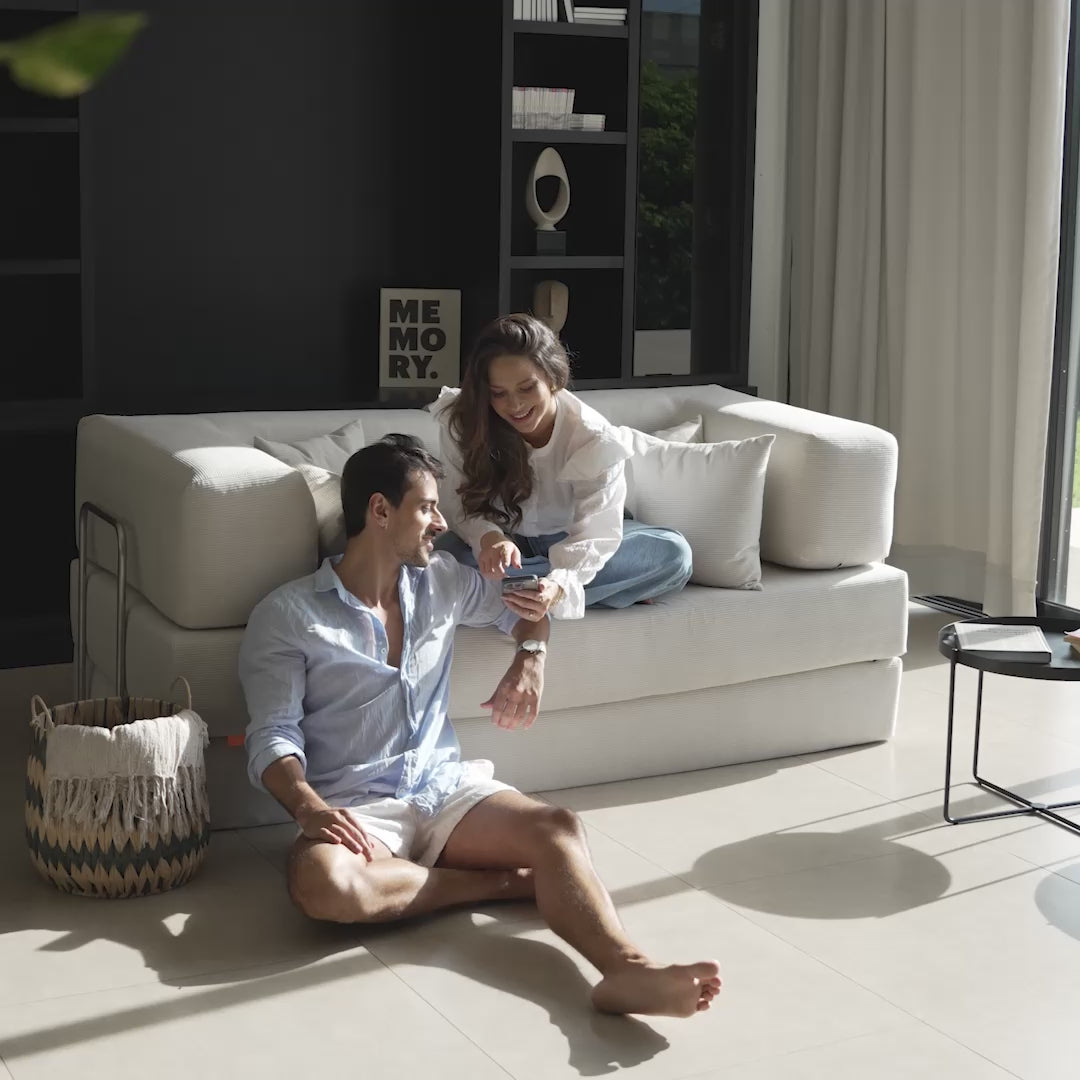Sofá Cama Bloom Cotelê Linho - Sofá na Caixa