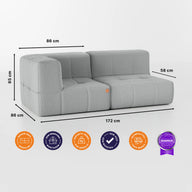 Sofá na Caixa modular 1 lugar Canto com chaise em Boucle - Cinza · medidas e dimensões