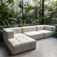 Sofá na Caixa modular 4 lugares em Boucle com 1 chaise - Linho · em tecido linho · vista 7