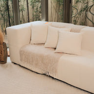 Sofá na Caixa modular 4 lugares em Boucle com 1 chaise - Linho · em tecido linho · vista 11