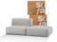 Sofá na Caixa modular 1 lugar poltrona com chaise em Boucle - Cinza